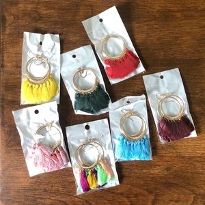 Gold Fringe dangle earrings in multi color